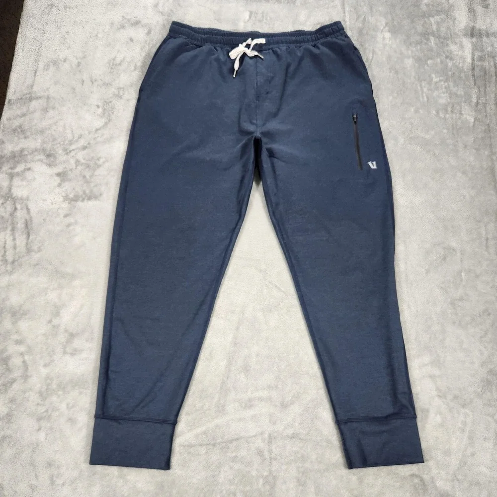 Vuori‎ Pants Mens 2XL 32 Blue Jogger Elastic Waist Zip Pocket Performance